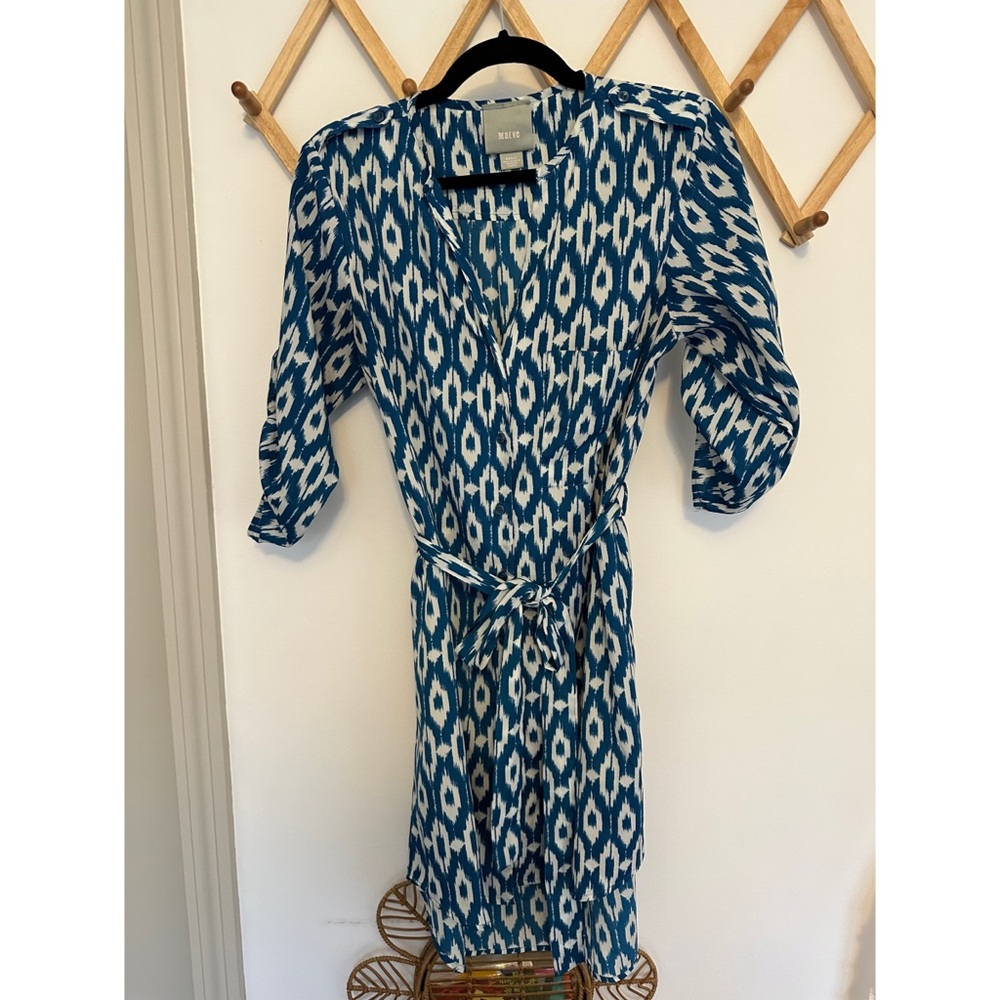 Button up Ikat pattern shirt dress Maeve from Anthropologie small